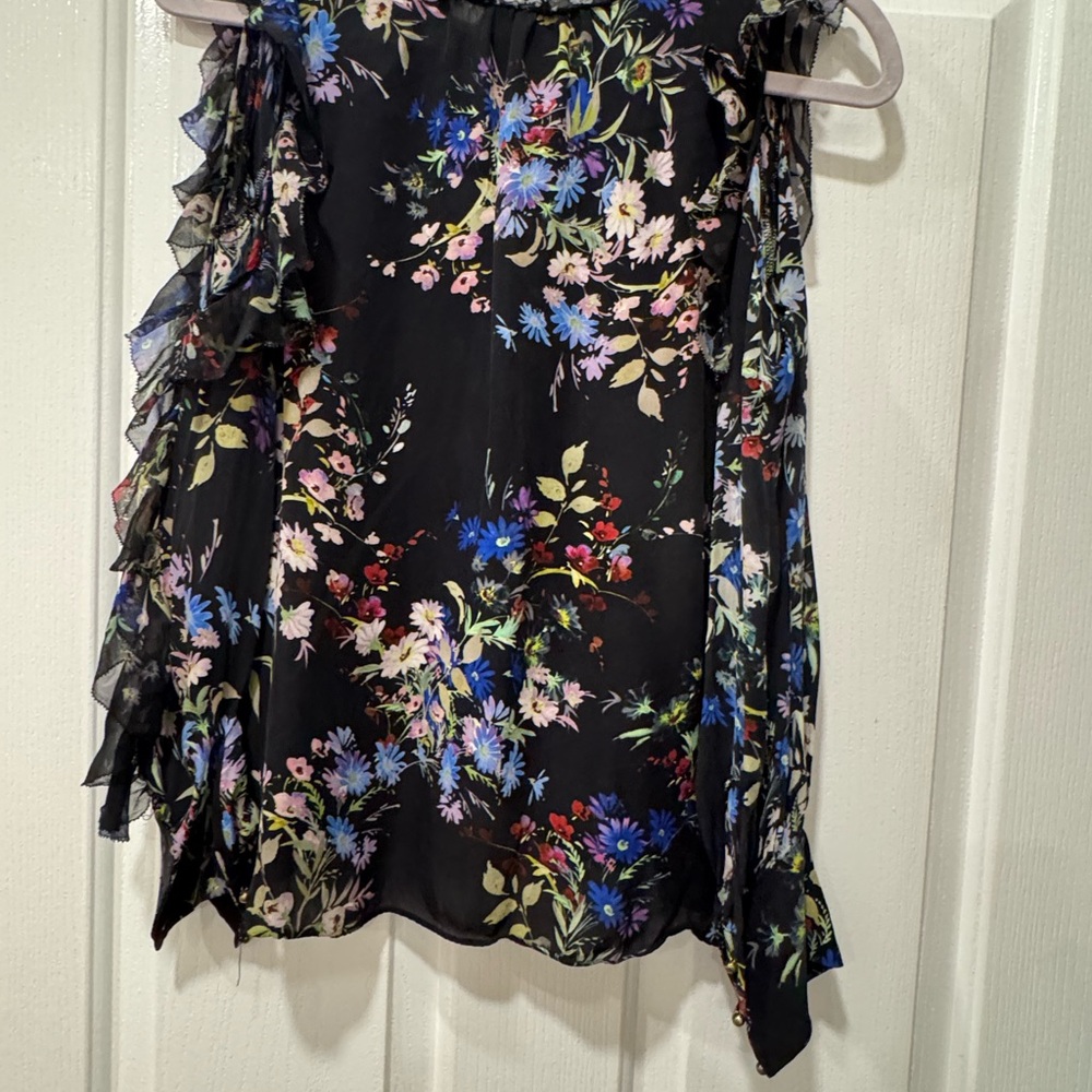 Parker Black Floral Ruffle Blouse